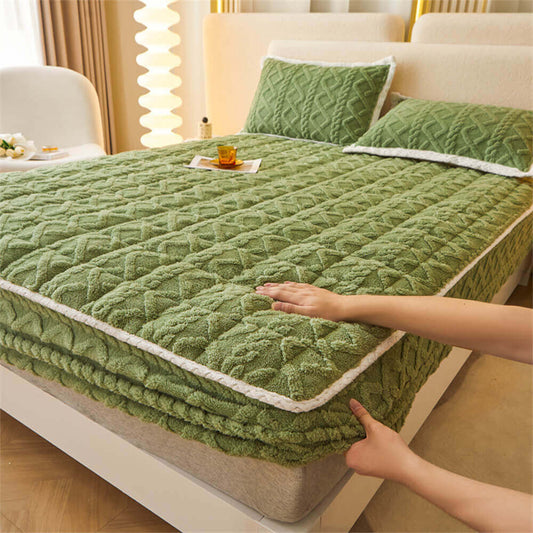 Yatella® Kadife Örgü Desenli Lastikli Yatak Örtüsü